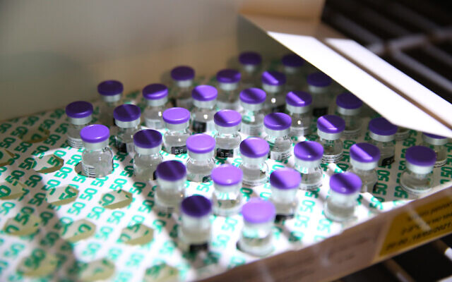 COVID-19 vaccines in Safed on February 14, 2021 (David Cohen/Flash90)