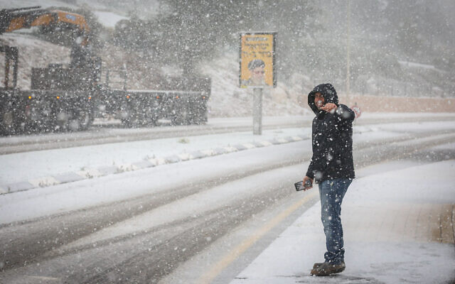 Snow in Tzfat, northern Israel, February 17, 2021 (David Cohen/Flash90) Snow in Tzfat, northern Israel, February 17, 2021 (David Cohen/Flash90)