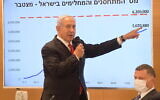 Prime Minister Benjamin Netanyahu and Health Minister Yuli Edelstein (R) at a press conference in Ramat Gan on February 24, 2021. (Amos Ben Gershon/GPO)