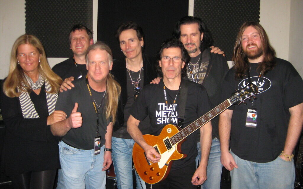 Bruce Kulick, back row second from right, with fellow rock star counselors including guitar legend Steve Vai, back row center, at a Rock N' Roll Fantasy Camp. (Courtesy of Kulick)