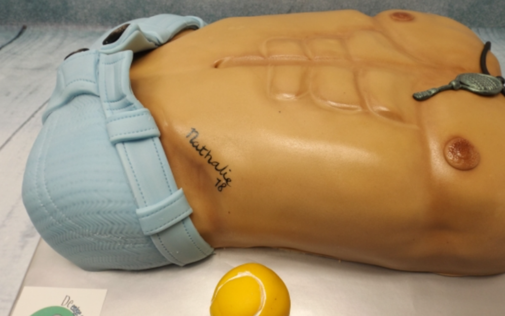 A torso-shaped cake from De Ouwe Taart bakery in the Netherlands. (Courtesy of Jolisa Brouwer via JTA) A torso-shaped cake from De Ouwe Taart bakery in the Netherlands. (Courtesy of Jolisa Brouwer via JTA)