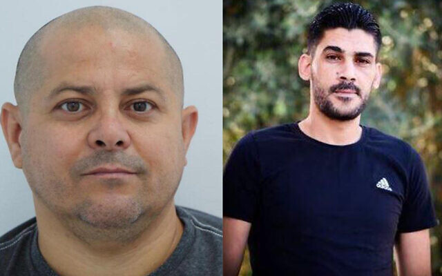 Israeli citizen Yuri Shaulov, left, is accused of trafficking airsoft guns to West Bank resident Muhammad Abu Hiya, right, according to the Shin Bet, February 3, 2021. (Courtesy/Government Press Office) Israeli citizen Yuri Shaulov, left, is accused of trafficking airsoft guns to West Bank resident Muhammad Abu Hiya, right, according to the Shin Bet, February 3, 2021. (Courtesy/Government Press Office)
