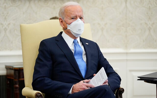 US President Joe Biden speaks during a meeting with a bipartisan group of mayors and governors to discuss a coronavirus relief package, in the Oval Office of the White House, Feb. 12, 2021, in Washington. (AP Photo/Evan Vucci) US President Joe Biden speaks during a meeting with a bipartisan group of mayors and governors to discuss a coronavirus relief package, in the Oval Office of the White House, Feb. 12, 2021, in Washington. (AP Photo/Evan Vucci)