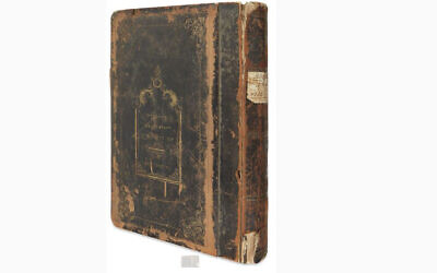 The ledger of the burial society of Cluj, Romania. (Kestenbaum & Company via JTA)