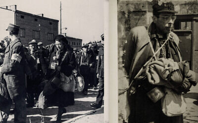 On left, an untitled photo of the Lodz Ghetto by Henryk Ross, 1910-1991. On right, one by Ross of a Jewish doctor imprisoned in the Lodz Ghetto. (Courtesy of Museum of Fine Arts Boston via JTA)