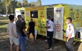 A mobile vaccination center in the Shokeda forest on February 13, 2020 (Courtesy Magen David Adom)