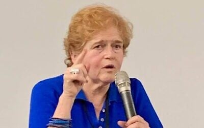 Historian Deborah Lipstadt speaks at the Galicia Jewish History Museum in Krakow, Poland, June 2019 (courtesy: Barbara Kirshenblatt-Gimblett via Facebook)