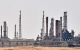 This file photo taken on September 15, 2019, shows an Aramco oil facility near al-Khurj area, just south of the Saudi capital Riyadh. (Fayez Nureldine/AFP)
