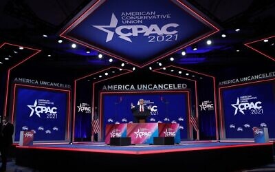 Former US president Donald Trump addresses the Conservative Political Action Conference (CPAC) held in the Hyatt Regency on February 28, 2021, in Orlando, Florida. (Joe Raedle/Getty Images/AFP)