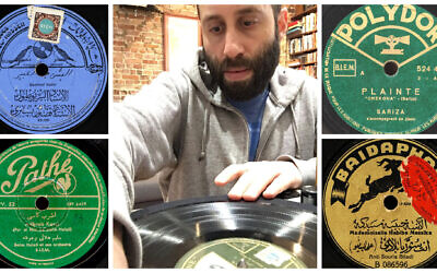 Chris Silver, a professor of Jewish History at McGill University, collects records from around the world for the first archive of North African Jewish music, currently housed in his apartment in Montreal. (Courtesy of Chris Silver/via JTA)