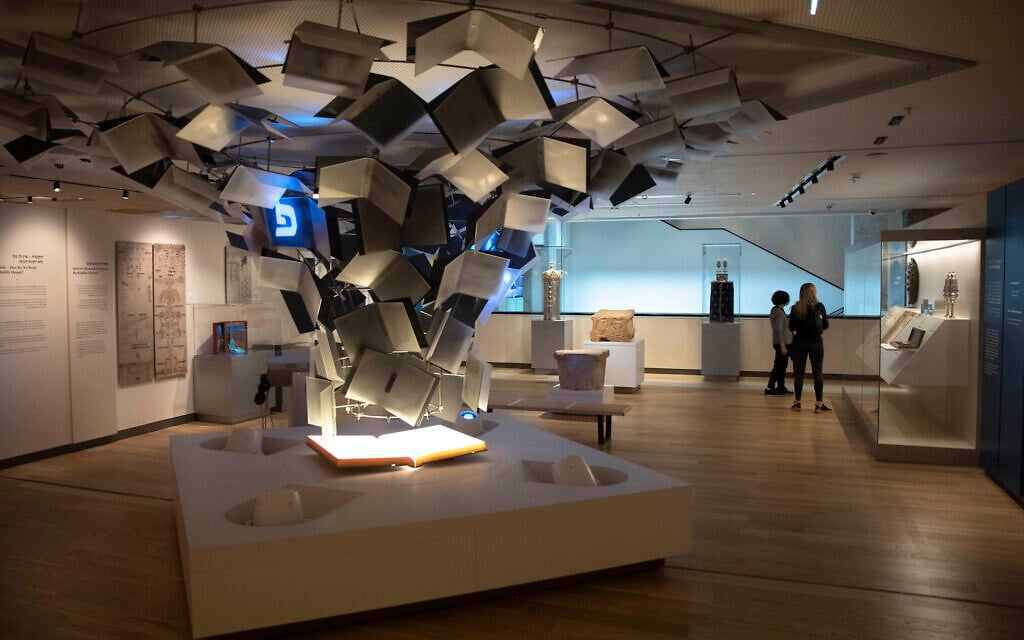 Visitors tour the Museum of the Jewish People in Tel Aviv on March 9, 2021. (AP Photo/Sebastian Scheiner) Visitors tour the Museum of the Jewish People in Tel Aviv on March 9, 2021. (AP Photo/Sebastian Scheiner)