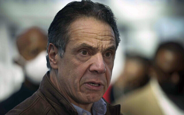New York Governor Andrew Cuomo speaking at a vaccination site in New York, March 8, 2021. (AP Photo/Seth Wenig, Pool, File) New York Governor Andrew Cuomo speaking at a vaccination site in New York, March 8, 2021. (AP Photo/Seth Wenig, Pool, File)
