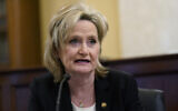 Republican Senator Cindy Hyde-Smith of Mississippi speaks during a Senate Agriculture, Nutrition, and Forestry Committee hearing on Capitol Hill in Washington, March 11, 2021, on climate change. (AP Photo/Susan Walsh)