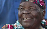 In this November 6, 2012, file photo, Sarah Obama, step-grandmother to then US President Barack Obama, speaks to the media in the garden of her home in the village of Kogelo, western Kenya. (AP Photo/Ben Curtis, File)