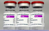 Vials of the AstraZeneca COVID-19 vaccine in a fridge at the local vaccine center in Ebersberg near Munich, Germany, March 22, 2021. (Matthias Schrader/AP)