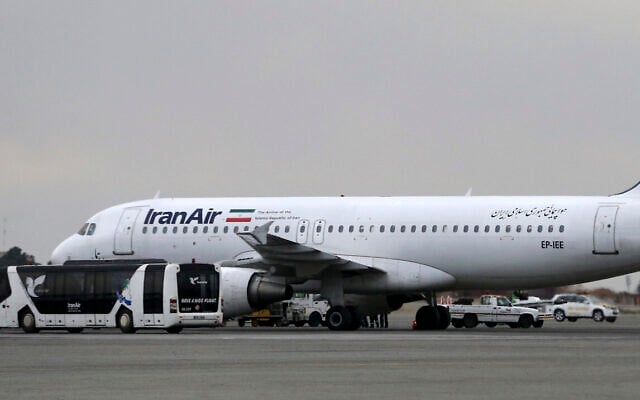 A plane belonging to Iran's national air carrier, Iran Air, is parked at Mehrabad airport in Tehran, Iran, on February 7, 2016. (AP/Vahid Salemi) A plane belonging to Iran's national air carrier, Iran Air, is parked at Mehrabad airport in Tehran, Iran, on February 7, 2016. (AP/Vahid Salemi)