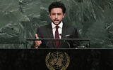 Jordan's Crown Prince Al Hussein bin Abdullah addresses the United Nations General Assembly, at the United Nations headquarters, September 21, 2017. (Frank Franklin II/AP)