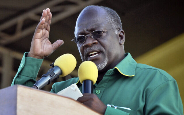 In this Oct. 23, 2015 file photo, President John Magufu gestures during an election rally in Dar es Salaam, Tanzania (AP Photo/Khalfan Said, File) In this Oct. 23, 2015 file photo, President John Magufu gestures during an election rally in Dar es Salaam, Tanzania (AP Photo/Khalfan Said, File)