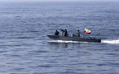 Illustrative -- In this photo released Feb. 17, 2021, by the Iranian army, an Iranian naval vessel flying an Iranian flag participates in a joint naval exercise of the Russian navy, the Iranian navy and the Iranian Revolutionary Guard's navy in the Indian Ocean. (Iranian Army via AP)
