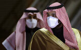 Saudi Crown Prince Mohammed bin Salman arrives to attend the Saudi Cup award ceremony at King Abdul Aziz race track in Riyadh, Saudi Arabia, on February 20, 2021. (Amr Nabil/AP)