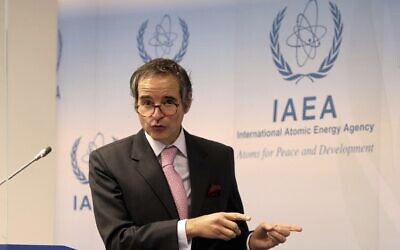 Director General of the International Atomic Energy Agency, IAEA, Rafael Mariano Grossi during a news conference at the International Center in Vienna, Austria, March 1, 2021. (Ronald Zak/AP)