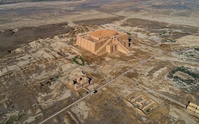 An aerial photo shows the archaeological site of Ur amid preparations for Pope Francis's visit near Nasiriyah, Iraq, Saturday, March 6, 2021 (AP Photo/Nabil al-Jourani)
