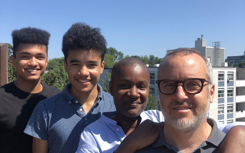 Annamie Paul with husband Mark Freeman, right, and sons Jonas Freeman (center left) and Malachai Freeman (left) in 2020. (Courtesy)