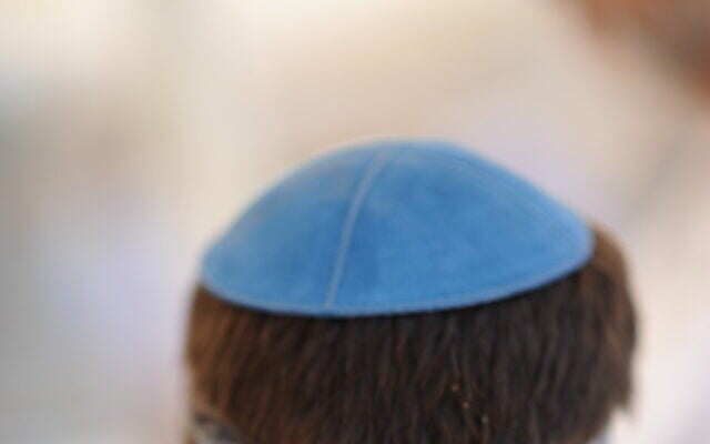 Illustrative photo of a man wearing a kippa headcovering, June 07, 2020. (Mendy Hechtman/FLASH90)