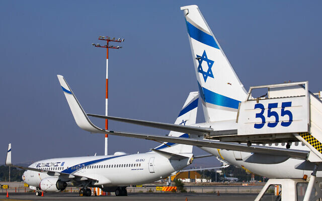 El Al planes parked at Ben Gurion Airport in Lod, Israel, on August 03, 2020. (Olivier Fitoussi/Flash90) El Al planes parked at Ben Gurion Airport in Lod, Israel, on August 03, 2020. (Olivier Fitoussi/Flash90)