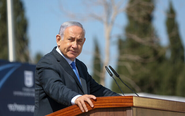 Prime Minister Benjamin Netanyahu at a ceremony in Tel-Hai, northern Israel, February 23, 2021. (David Cohen/Flash90) Prime Minister Benjamin Netanyahu at a ceremony in Tel-Hai, northern Israel, February 23, 2021. (David Cohen/Flash90)