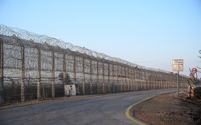 Illustrative: Part of the fence separating northern Israel from Syria and Jordan, in the Golan Heights, Northern Israel, on March 3, 2021. (Michael Giladi/Flash90) Illustrative: Part of the fence separating northern Israel from Syria and Jordan, in the Golan Heights, Northern Israel, on March 3, 2021. (Michael Giladi/Flash90)