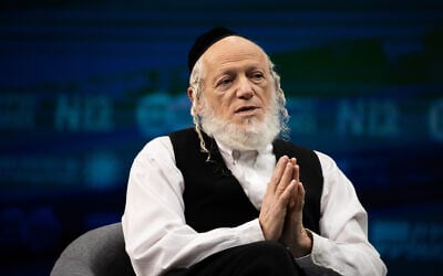 Yehuda Meshi-Zahav, chairman of Israel's ZAKA rescue unit, speaks at a conference of the Israeli Television News Company in Jerusalem on March 7, 2021. (Yonatan Sindel/Flash90)