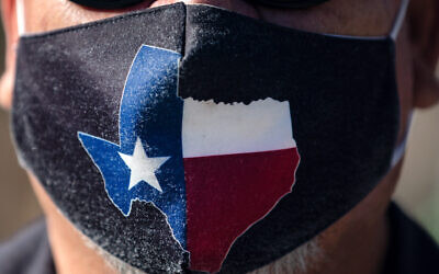 A Texas mask on March 3, 2021 in Austin, Texas. (Montinique Monroe/Getty Images via JTA)