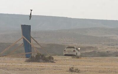 Screen capture from video of the Iron Sting morter during tests. (Defense Ministry)