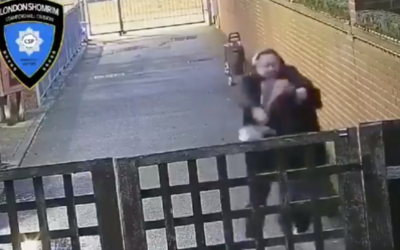 Footage of an assault of a pregnant Jewish woman in Stamford Hill, London on March 18, 2021. (Screen capture/Twitter)