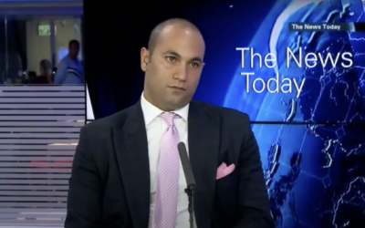 Patrick Aloni, suspected of scamming 24 million dollars, appears here in an interview with i24News on May 14 2014. (Screen capture: i24News/Youtube)