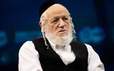 Yehuda Meshi-Zahav, co-founder of ZAKA, speaks at a conference in Jerusalem, March 7, 2021. (Yonatan Sindel/Flash90)