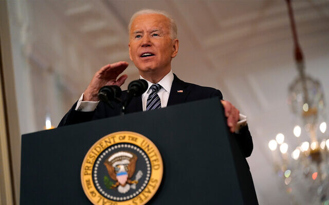 US President Joe Biden speaks about the COVID-19 pandemic during a prime-time address from the East Room of the White House, March 11, 2021, in Washington. (AP Photo/Andrew Harnik) US President Joe Biden speaks about the COVID-19 pandemic during a prime-time address from the East Room of the White House, March 11, 2021, in Washington. (AP Photo/Andrew Harnik)