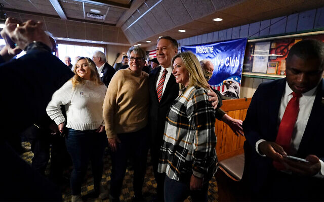 Former US Secretary of State Mike Pompeo, center, poses for a photo with audience members after speaking at the West Side Conservative Club, March 26, 2021, in Urbandale, Iowa. (AP Photo/Charlie Neibergall) Former US Secretary of State Mike Pompeo, center, poses for a photo with audience members after speaking at the West Side Conservative Club, March 26, 2021, in Urbandale, Iowa. (AP Photo/Charlie Neibergall)