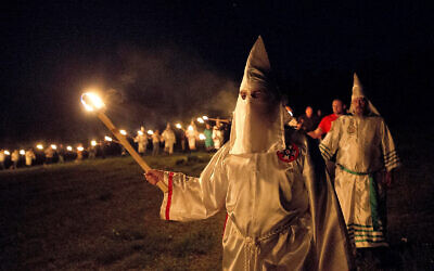 illustrative: Members of the Ku Klux Klan participate in cross burnings after a "White Pride," rally, in rural Paulding County near Cedar Town, Georgia, April 23, 2016. (AP Photo/John Bazemore)