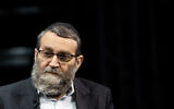 United Torah Judaism's Moshe Gafni attends a conference in Jerusalem, March 7, 2021. (Yonatan Sindel/Flash90)