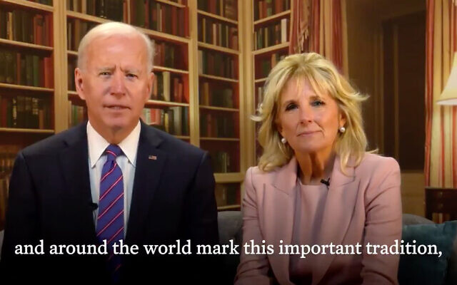US President Joe Biden and First Lady Jill Biden issue a Passover statement, March 26, 2021. (Screenshot/Twitter) US President Joe Biden and First Lady Jill Biden issue a Passover statement, March 26, 2021. (Screenshot/Twitter)