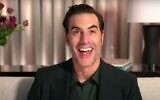 Sacha Baron Cohen speaks after the Golden Globe Awards, March 1, 2021. (Screen capture/YouTube)