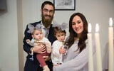Rabbi Avi Feldman, left, and wife Mushky, with their two daughters, Chana and Batsheva, before moving to Iceland in 2018 to become the Chabad emissaries there. (Chabad.org via JTA)