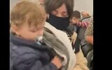 Frontier Airlines is facing accusations of anti-Semitism after videos circulated online on February 28, 2021 of the airline kicking a Hasidic family off the flight because a toddler was not wearing a mask (Screenshot/Twitter)