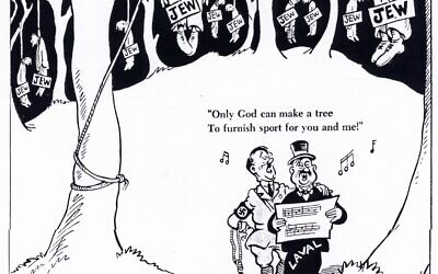 Editorial cartoon by Theodore Geisel for PM daily newspaper, depicting Hitler and French collaborator Laval, who was executed after the war (public domain)