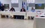 Prime Minister Benjamin Netanyahu (2nd R) meets with senior police officers, March 17, 2020 (Screen grab)