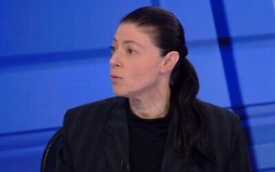 Labor party leader Merav Michaeli speaks to Channel 12 News, March 6, 2021 (video screenshot)
