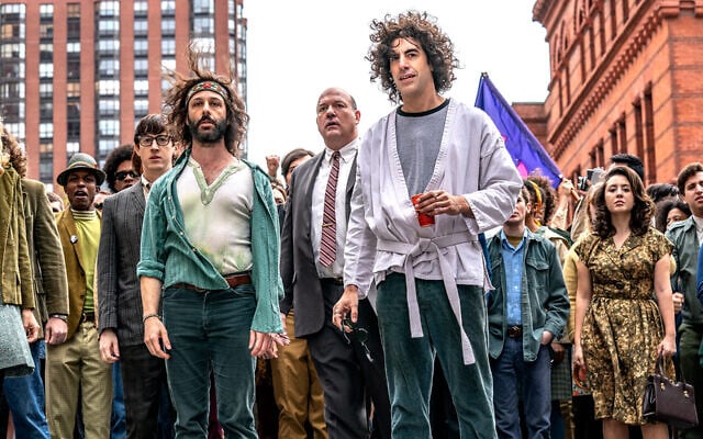 Sacha Baron Cohen earned an Emmy nomination for playing Abbie Hoffman in 'The Trial of the Chicago 7.' (Nico Tavernise/Netflix via JTA) Sacha Baron Cohen earned an Emmy nomination for playing Abbie Hoffman in 'The Trial of the Chicago 7.' (Nico Tavernise/Netflix via JTA)