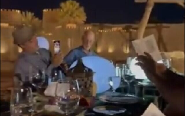 Israel's Embassy to the UAE holds its first Passover seder, March 27, 2021 (video screenshot) Israel's Embassy to the UAE holds its first Passover seder, March 27, 2021 (video screenshot)